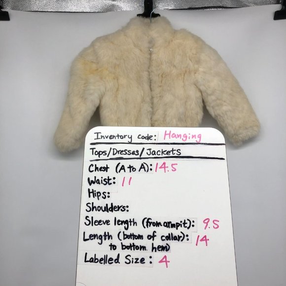 Niki Ivory Off White Vintage Genuine Rabbit Fur Coat kids size 4 - Picture 15 of 16